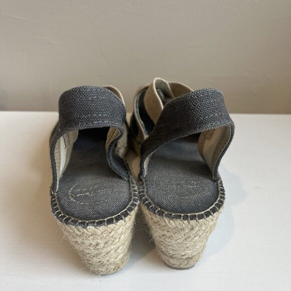 Toni Pons Espadrille Shoes Wedge Blue Cream Spain Cottagecore 41 US 10 Boho Heel - Picture 4 of 6